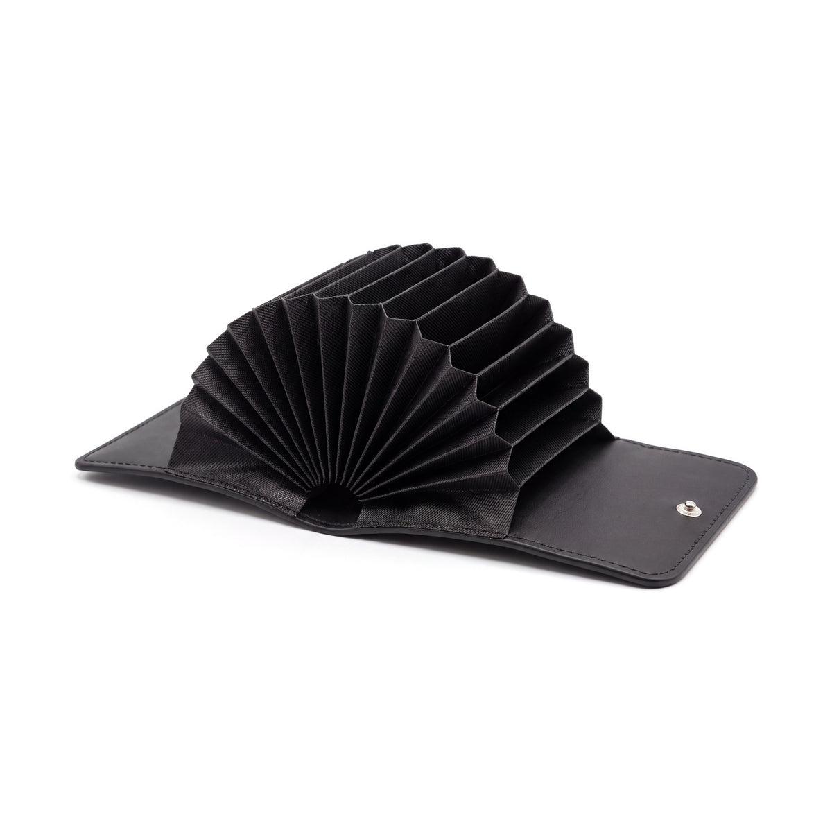 Black Accordion Card Holder with Snap Closure