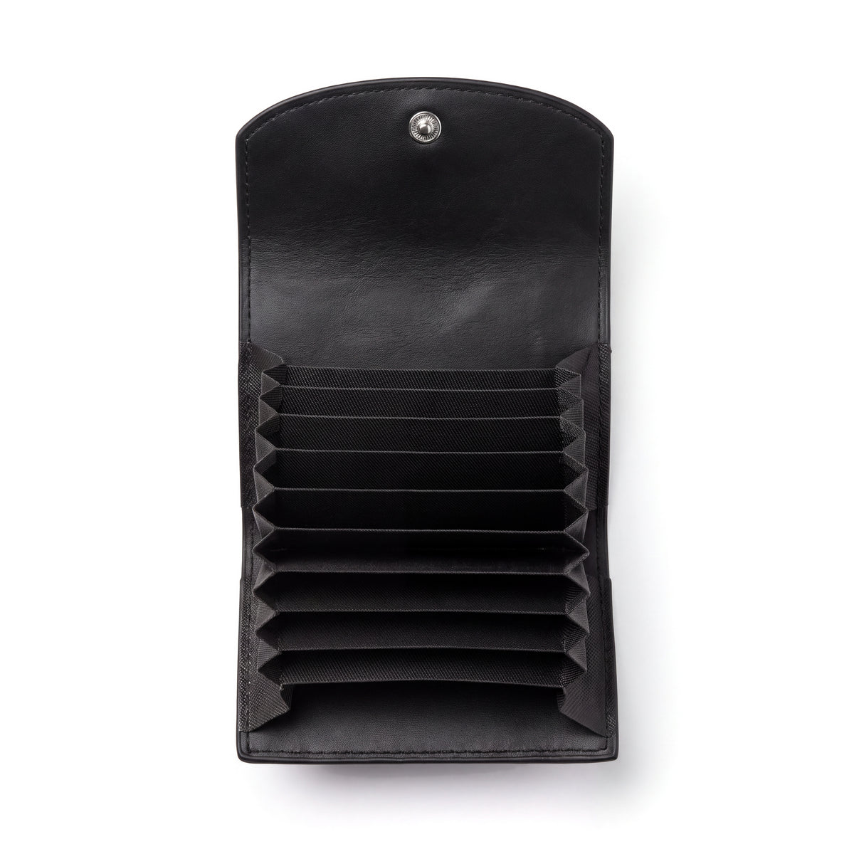 Black Accordion Card Holder with Snap Closure