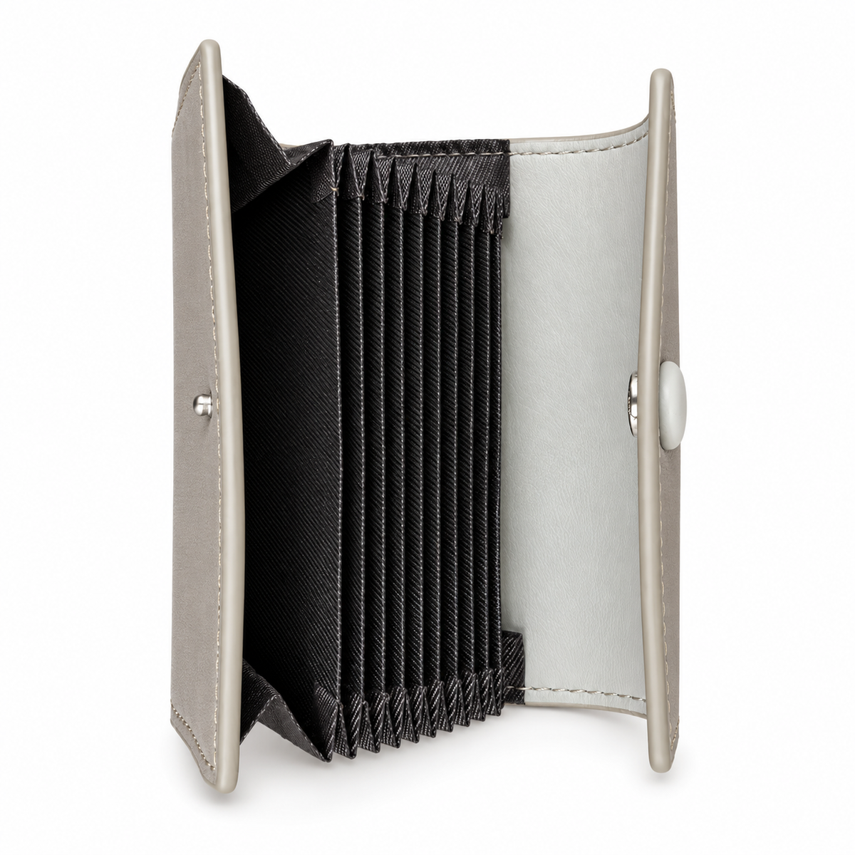 Grey Accordion Card Holder with Snap Closure