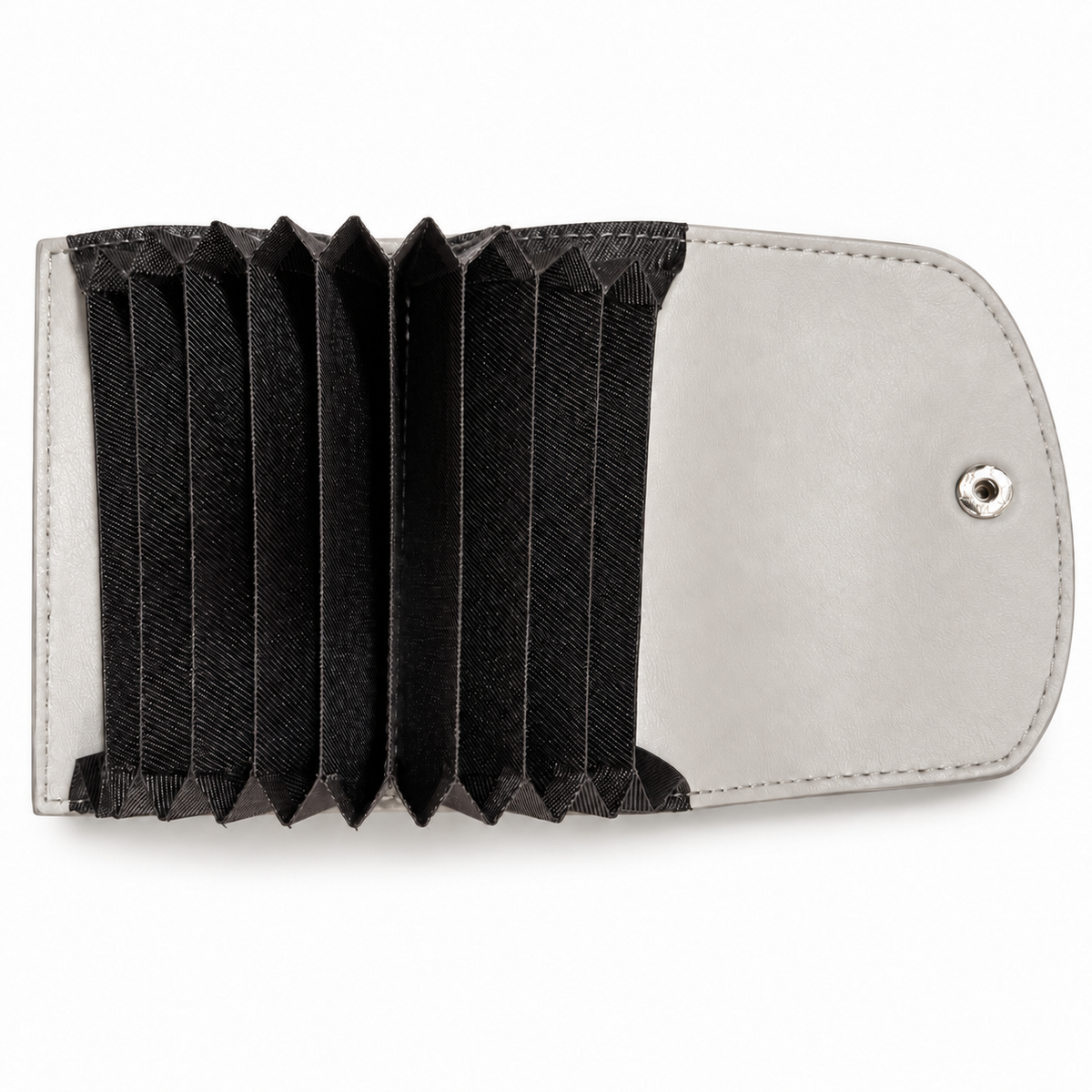Grey Accordion Card Holder with Snap Closure